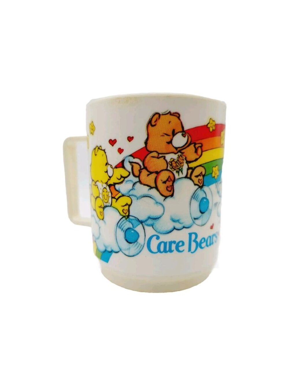 Care Bears Plastic Coffee Tea Mug Cup By Deka 1980s Read 3 1/2"
